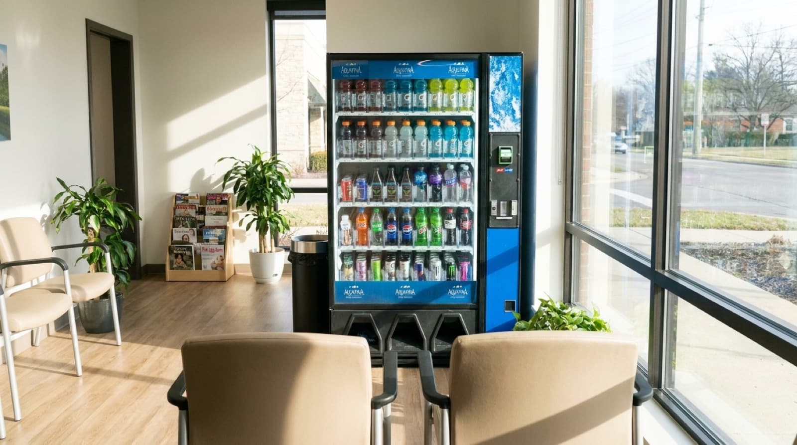 TempusSnacks drinks machine in a clinic waiting area